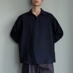 Musinsa Standard Relaxed Linen-Like Tunic Shirt – Navy