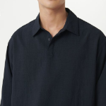 Musinsa Standard Relaxed Linen-Like Tunic Shirt – Navy