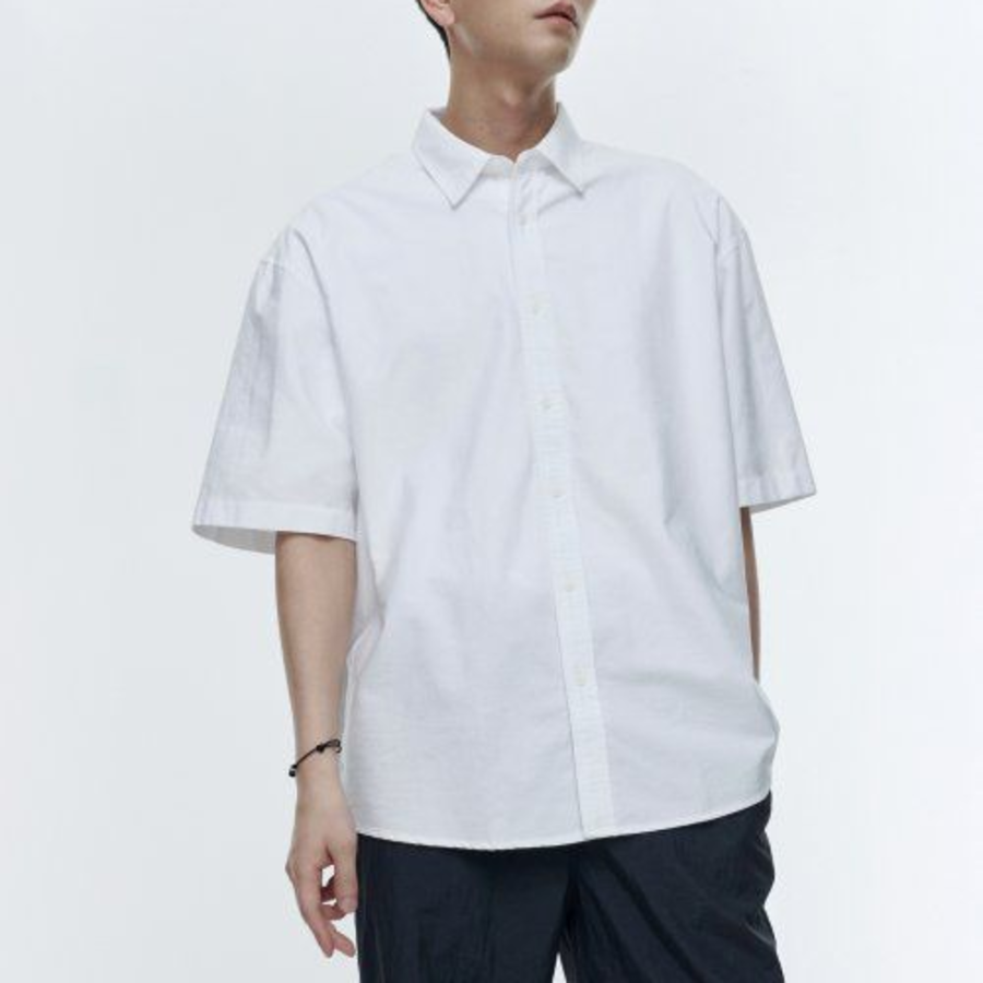 Musinsa Standard Oversized Oxford Short Sleeve Shirt – White