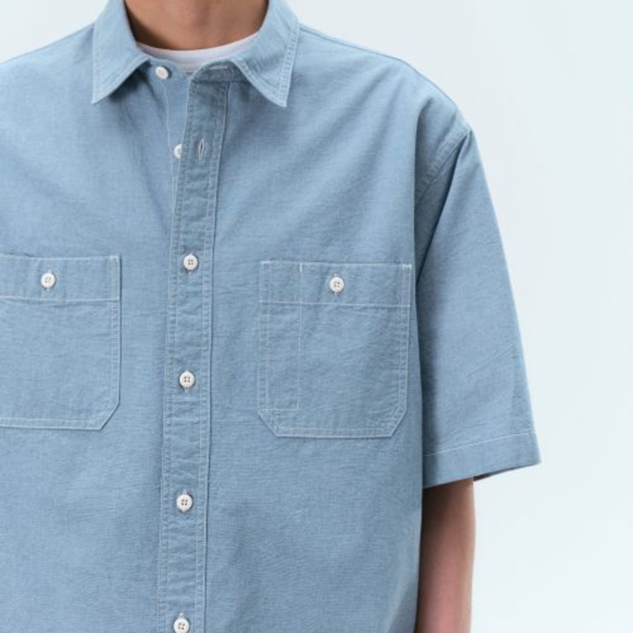 Musinsa Standard Chambray Short Sleeve Work Shirt – Light Blue