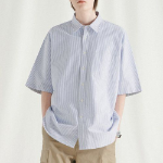 Melange Master Overfit Stripe Oxford Half Sleeve Shirt – Blue/Stripe