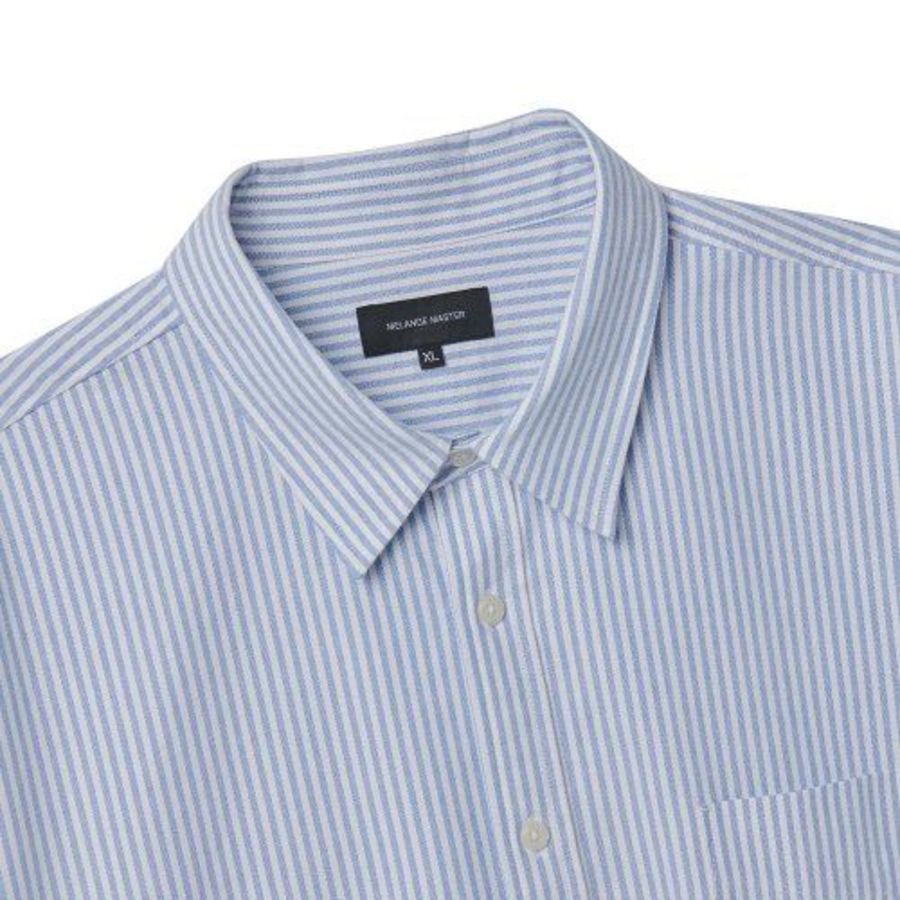 Melange Master Overfit Stripe Oxford Half Sleeve Shirt – Blue/Stripe