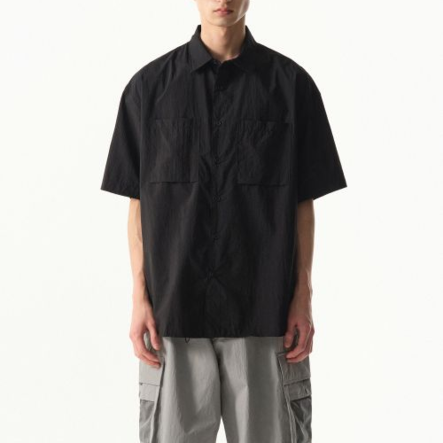 Musinsa Standard City Leisure Lightweight Nylon Oversized Short Sleeve Shirt – Black