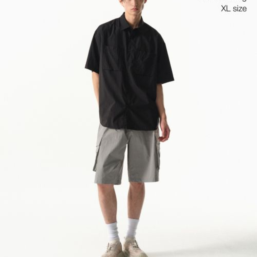 Musinsa Standard City Leisure Lightweight Nylon Oversized Short Sleeve Shirt – Black