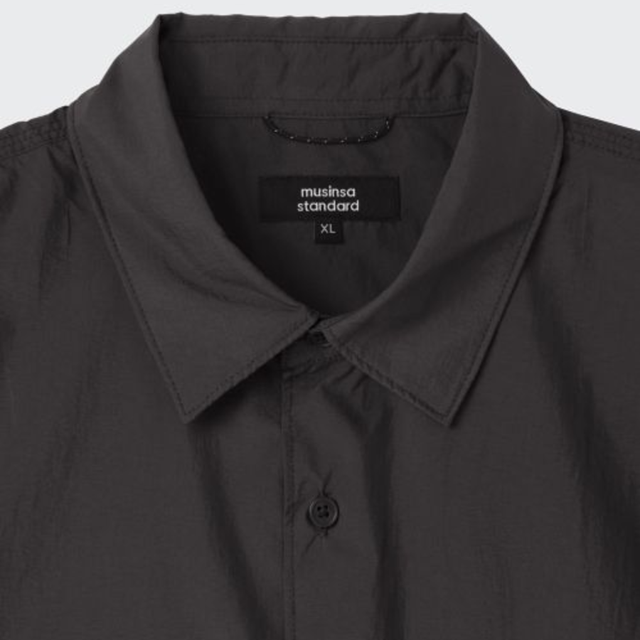 Musinsa Standard City Leisure Lightweight Nylon Oversized Short Sleeve Shirt – Black