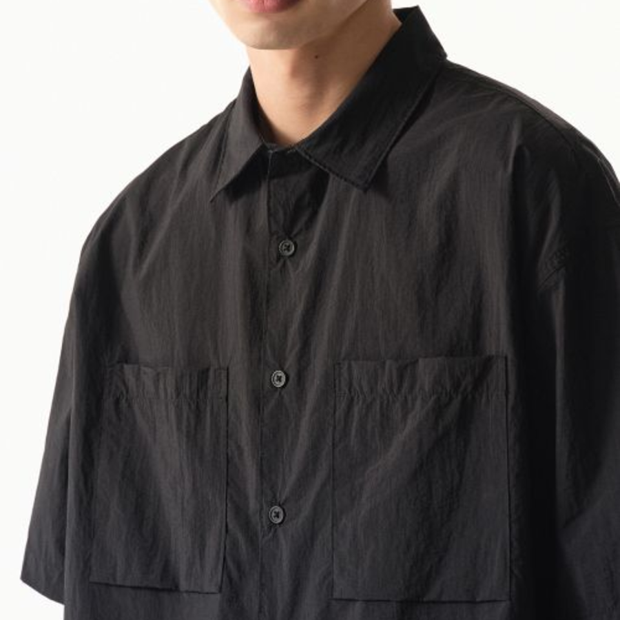 Musinsa Standard City Leisure Lightweight Nylon Oversized Short Sleeve Shirt – Black