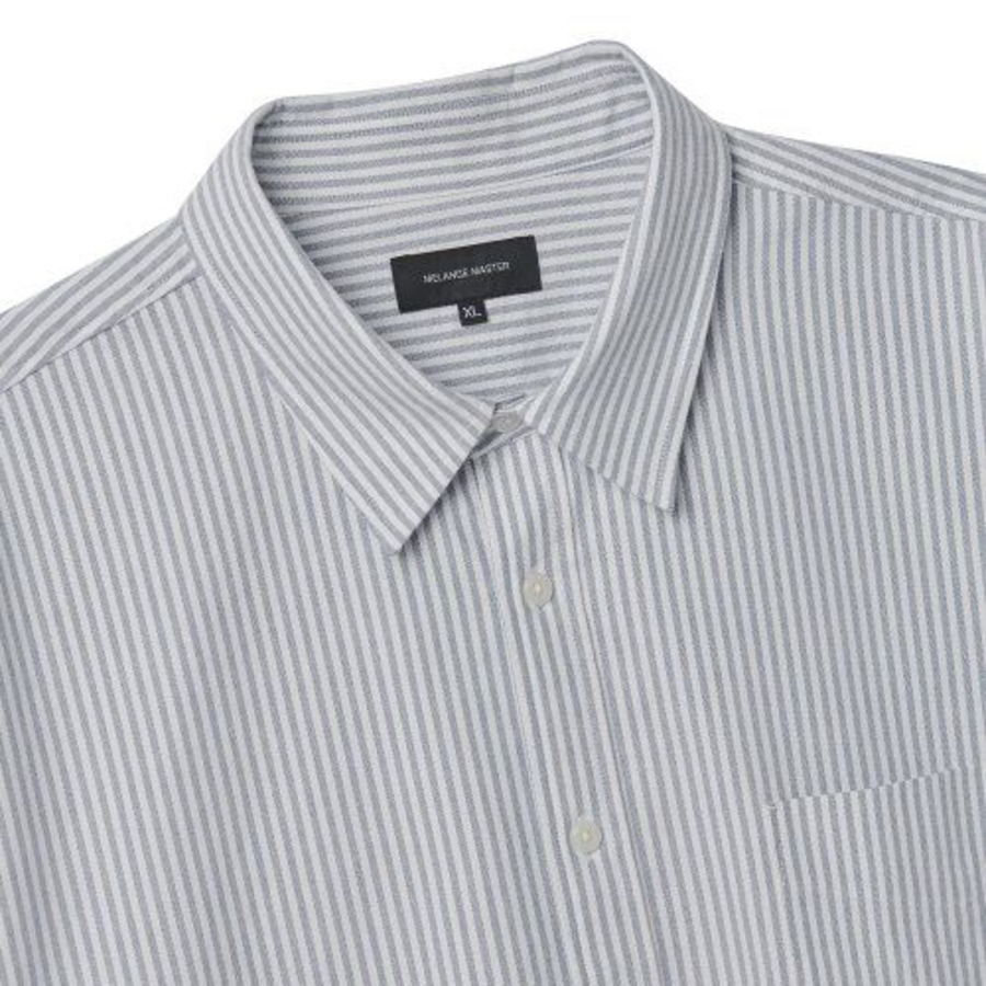 Melange Master Overfit Stripe Oxford Half Sleeve Shirt – Grey