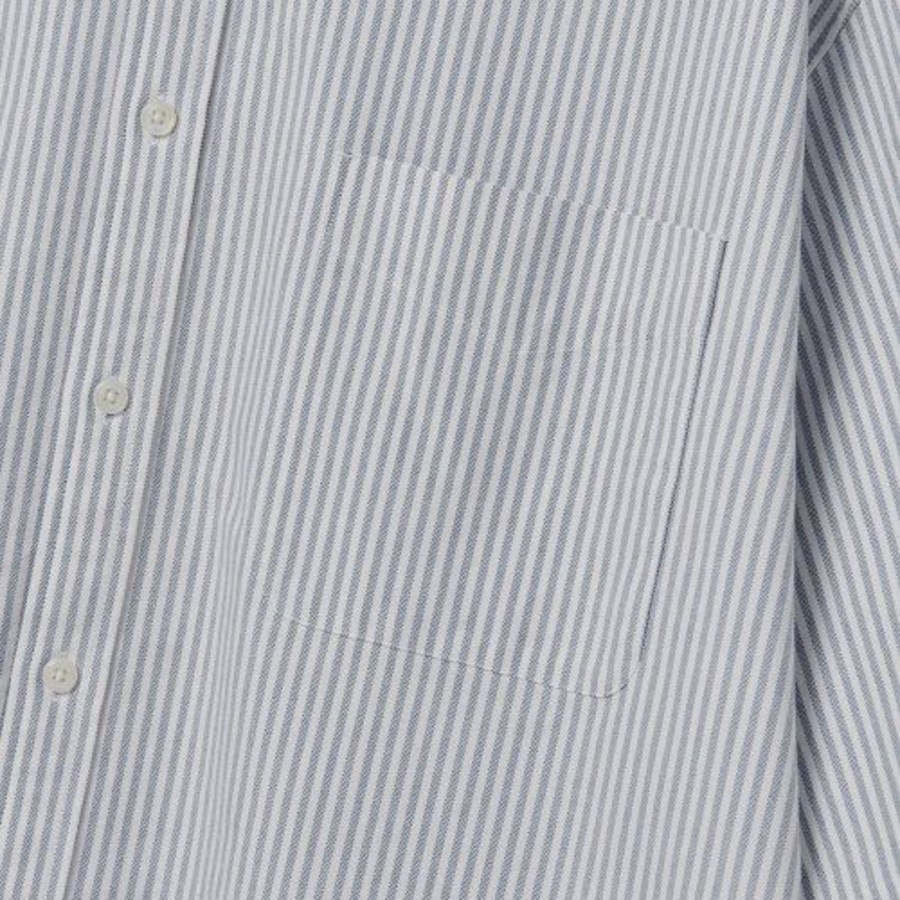 Melange Master Overfit Stripe Oxford Half Sleeve Shirt – Grey