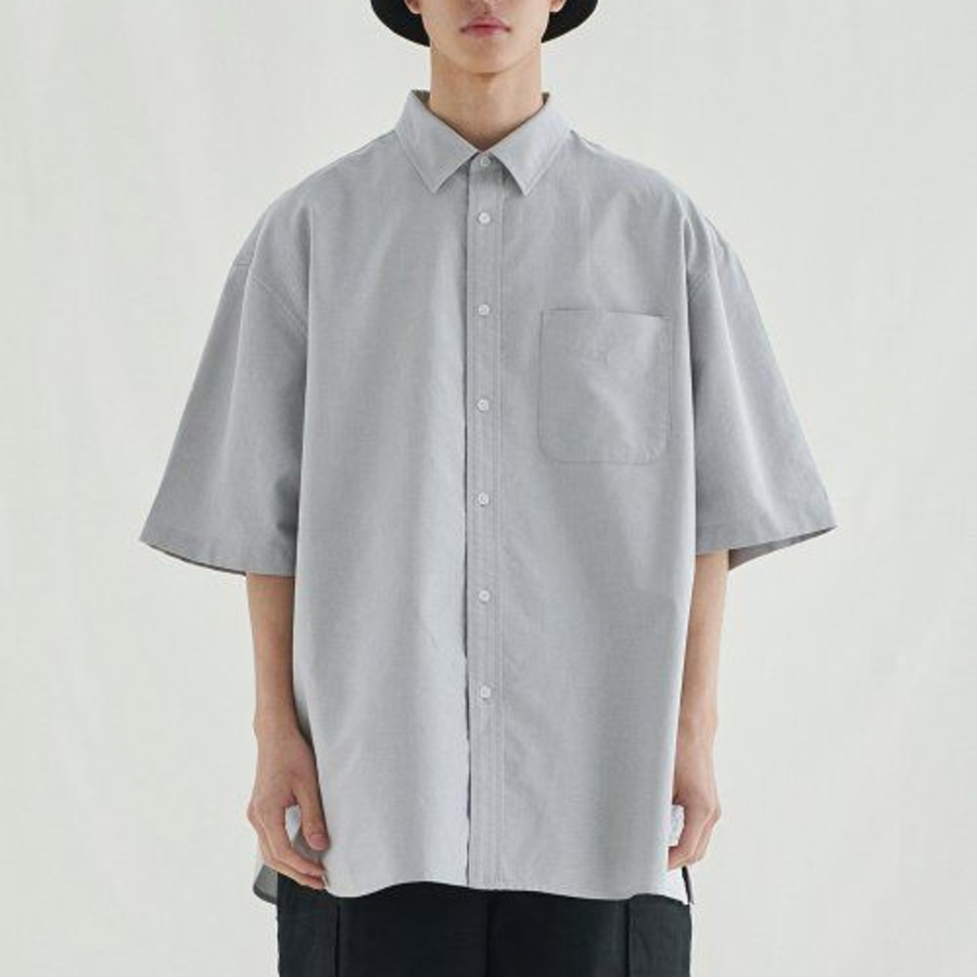 Melange Master Overfit Oxford Half Sleeve Shirt – Grey