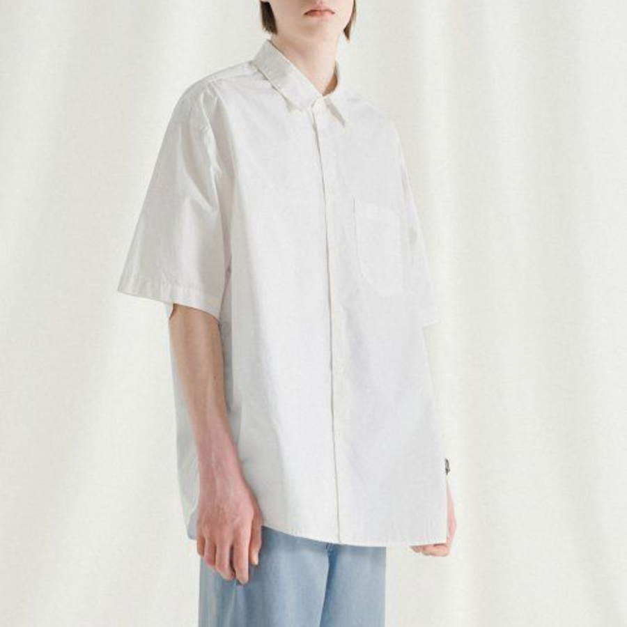 Melange Master Overfit Half Sleeve Mellow Shirt – White