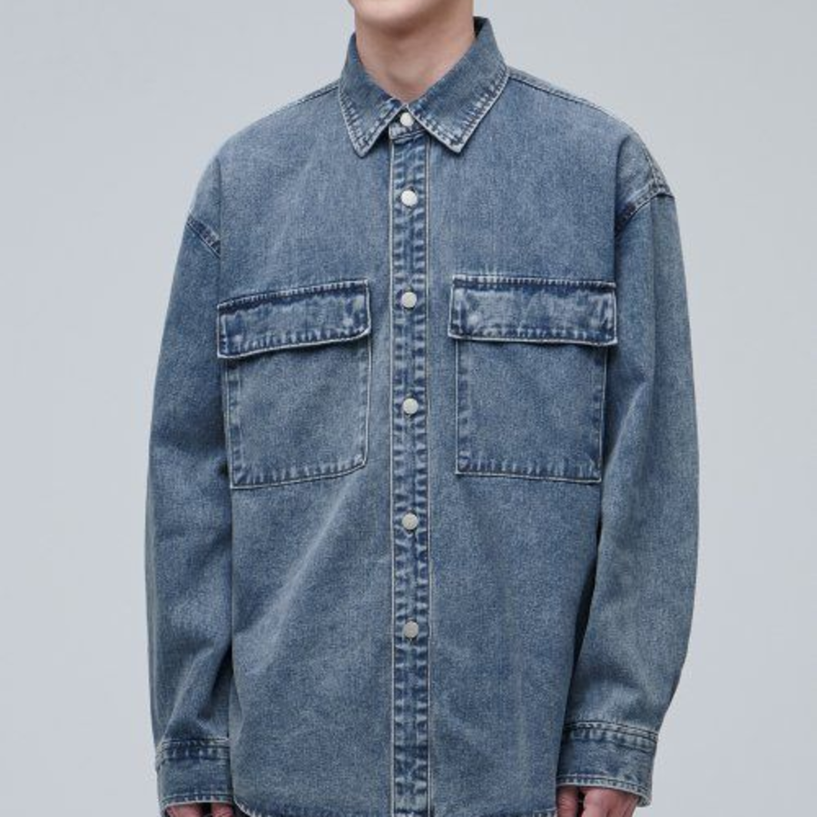 Musinsa Standard Oversized Double Pocket Denim Shirt – Indigo