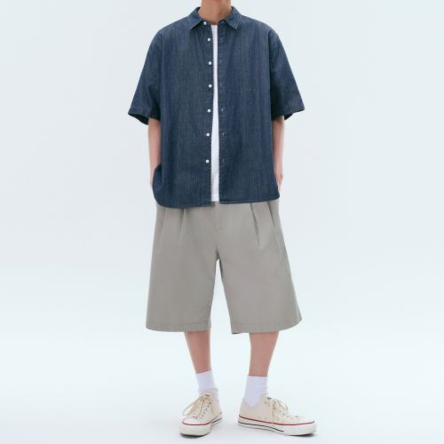 Musinsa Standard Relaxed Fit Short Sleeve Denim Shirt – Indigo