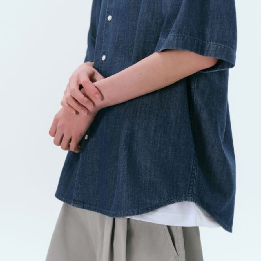 Musinsa Standard Relaxed Fit Short Sleeve Denim Shirt – Indigo