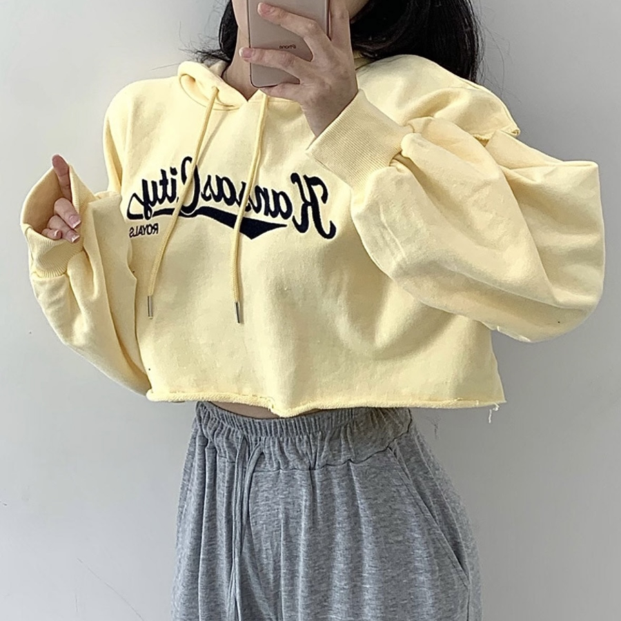 Lettering Crop Hoodie