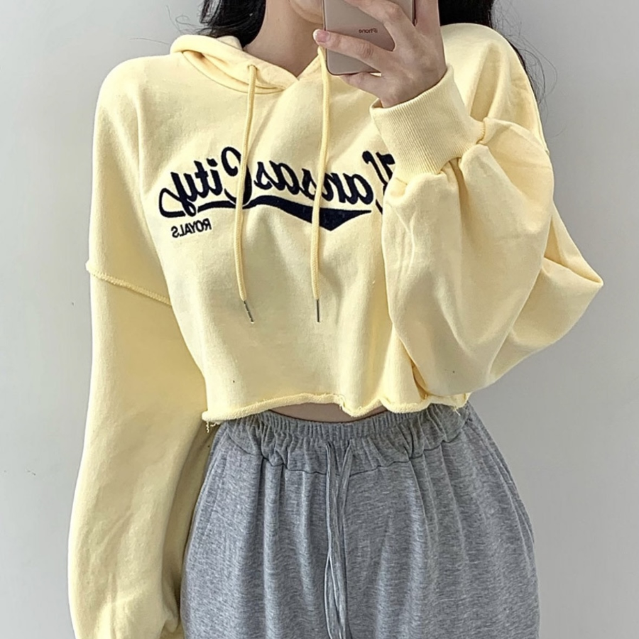 Lettering Crop Hoodie