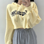 Lettering Crop Hoodie