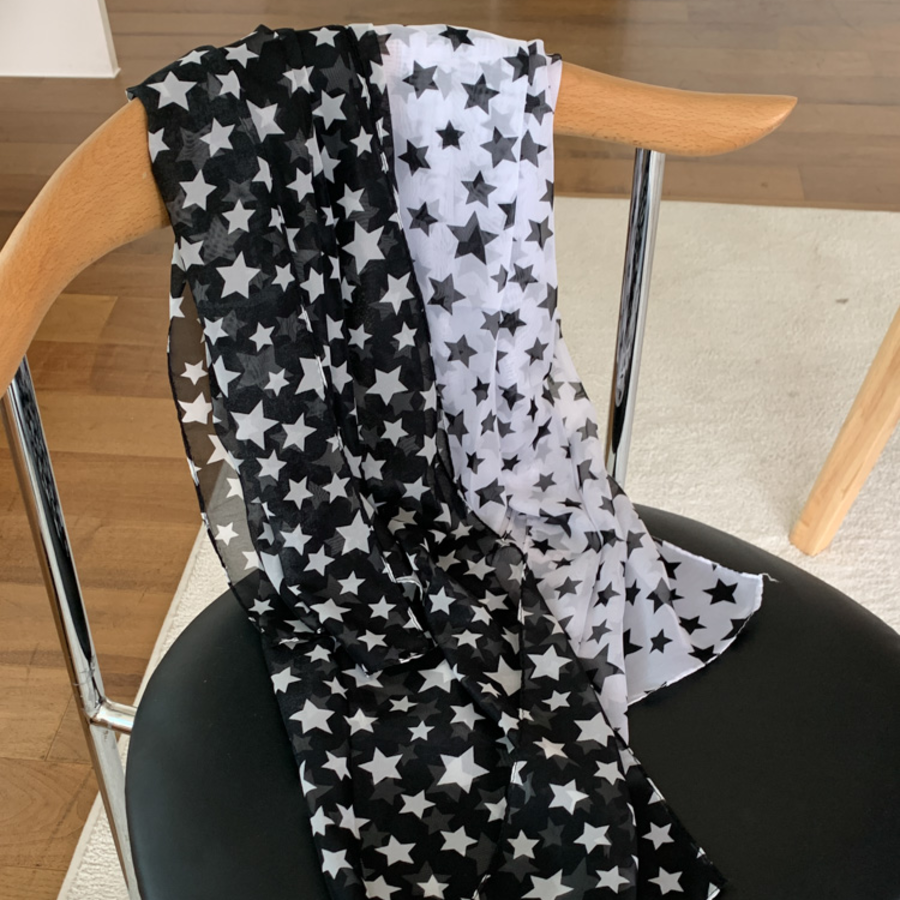 Star Rain Pattern Semi-Transparent Chiffon Long Muffler Scarf — полупрозрачный шифоновый длинный шарф с узором "звёздный дождь"