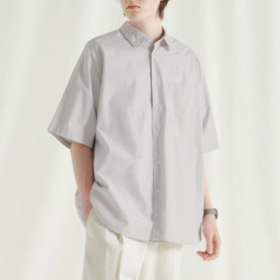 Melange Master Overfit Half Sleeve Mellow Shirt – Light Grey