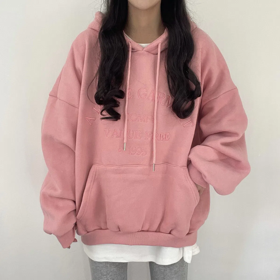Pastel Lettering Loose Fit Hoodie
