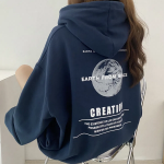 Oversized Earth Lettering Hoodie