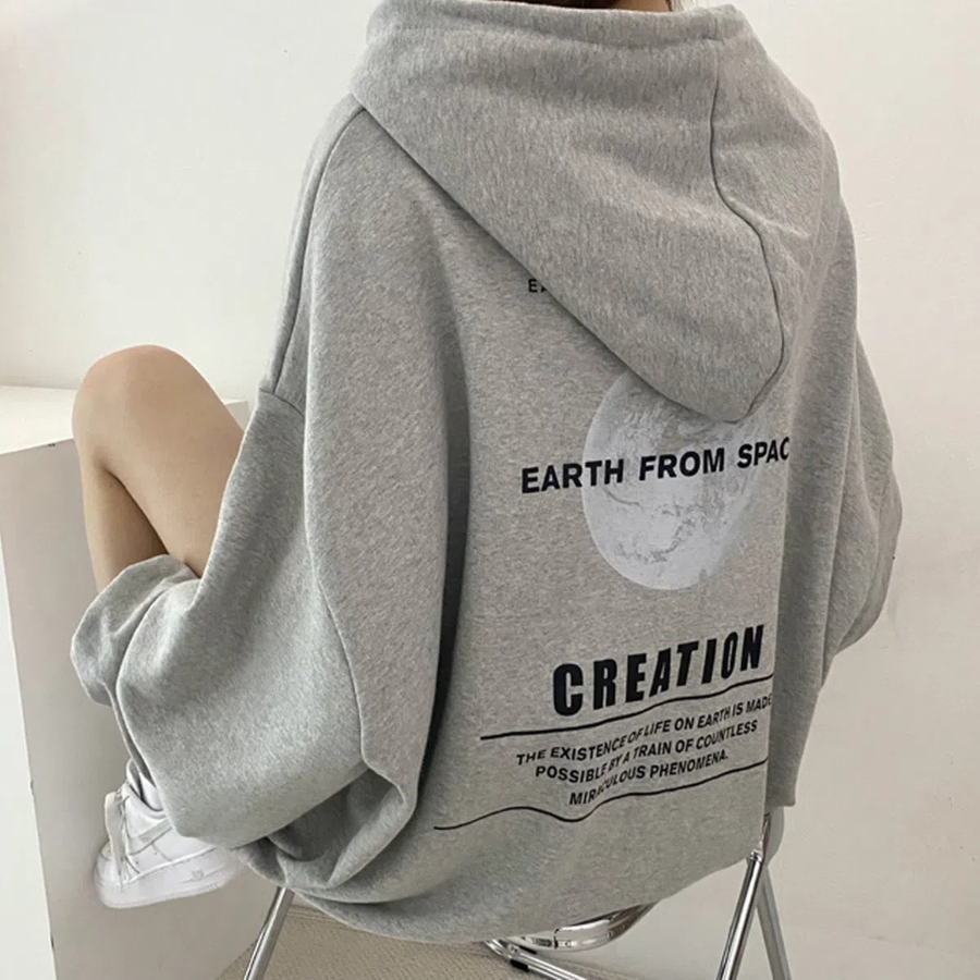 Oversized Earth Lettering Hoodie