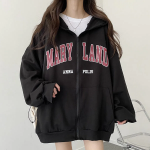 Merry Lettering Oversized Hoodie Zip-Up