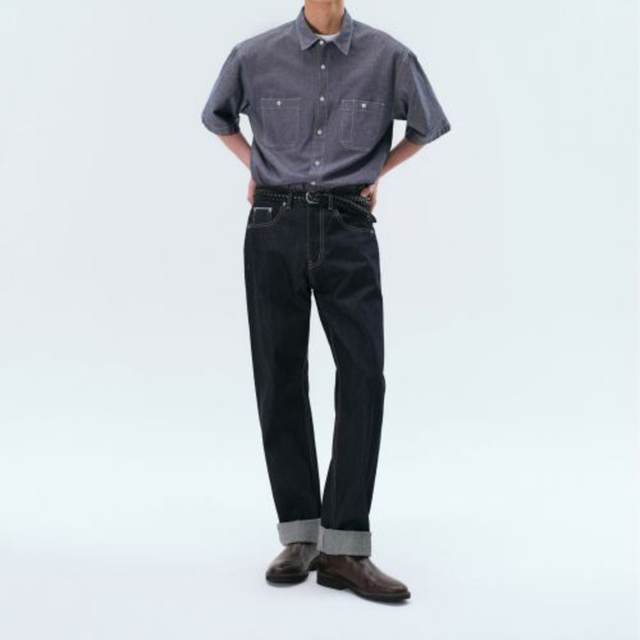 Musinsa Standard Chambray Short Sleeve Work Shirt – Blue