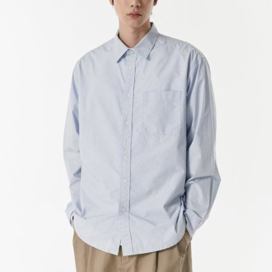 Musinsa Standard Relaxed Washed Poplin Shirt – Sky Blue