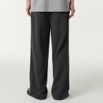 Linen-Like One Tuck Wide Banding Pants [Dark Gray]