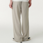 Linen-Like One Tuck Wide Banding Pants [Light Beige]