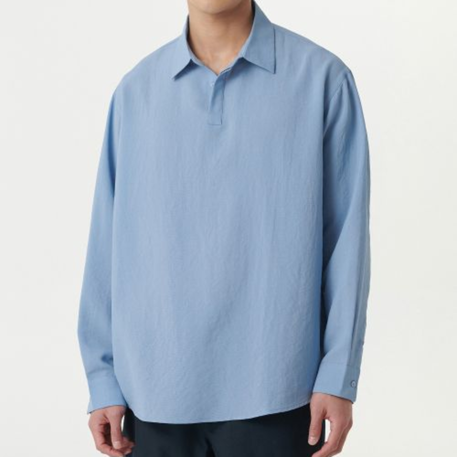 Musinsa Standard Relaxed Linen-Like Tunic Shirt – Blue