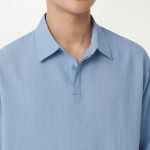 Musinsa Standard Relaxed Linen-Like Tunic Shirt – Blue