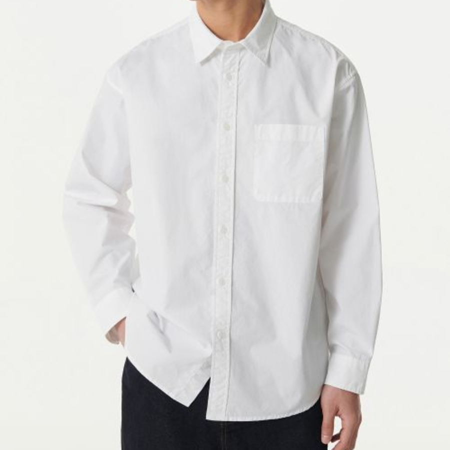 Musinsa Standard Relaxed Washed Poplin Shirt – White
