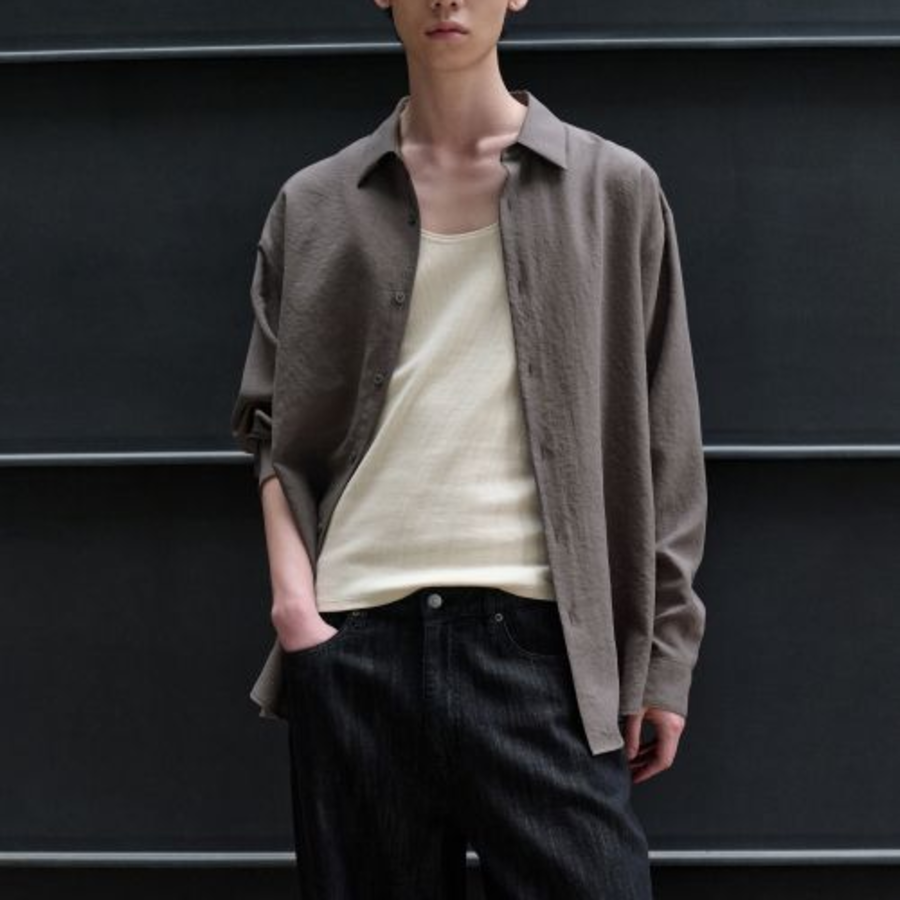 Musinsa Standard Relaxed Linen-Like Shirt – Khaki