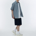 Musinsa Standard Relaxed Linen-Like Short Sleeve Shirt – Blue Grey