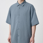 Musinsa Standard Relaxed Linen-Like Short Sleeve Shirt – Blue Grey