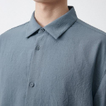 Musinsa Standard Relaxed Linen-Like Short Sleeve Shirt – Blue Grey