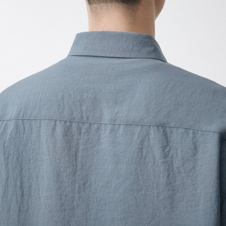 Musinsa Standard Relaxed Linen-Like Short Sleeve Shirt – Blue Grey