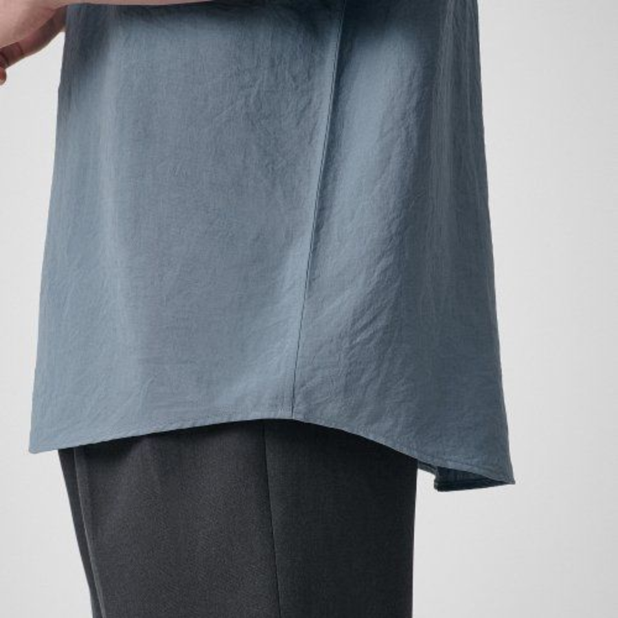 Musinsa Standard Relaxed Linen-Like Short Sleeve Shirt – Blue Grey