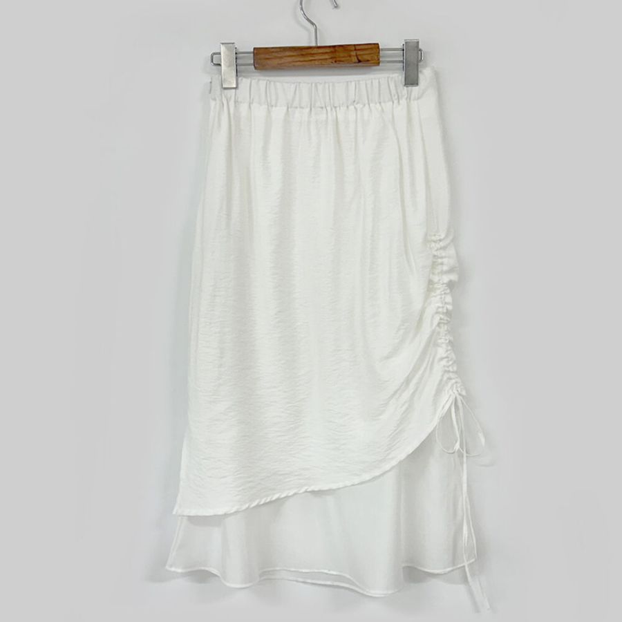 Миди-юбка с задней резинкой и боковой сборкой на кулиске