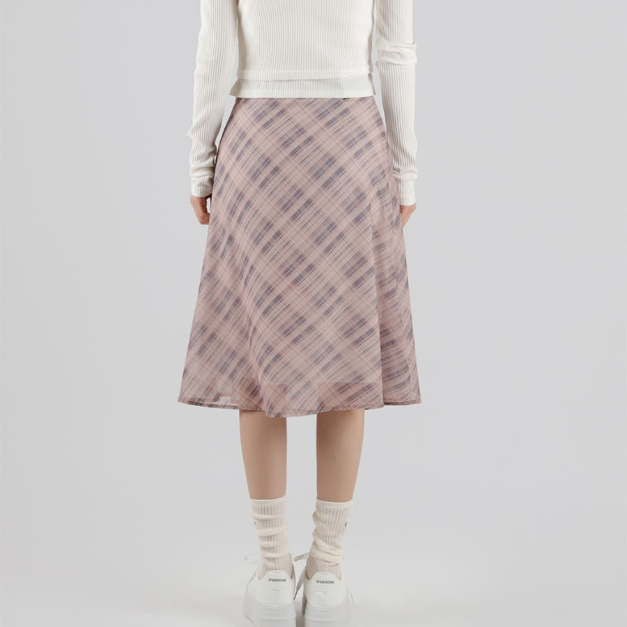 Лёгкая шифоновая юбка в клетку