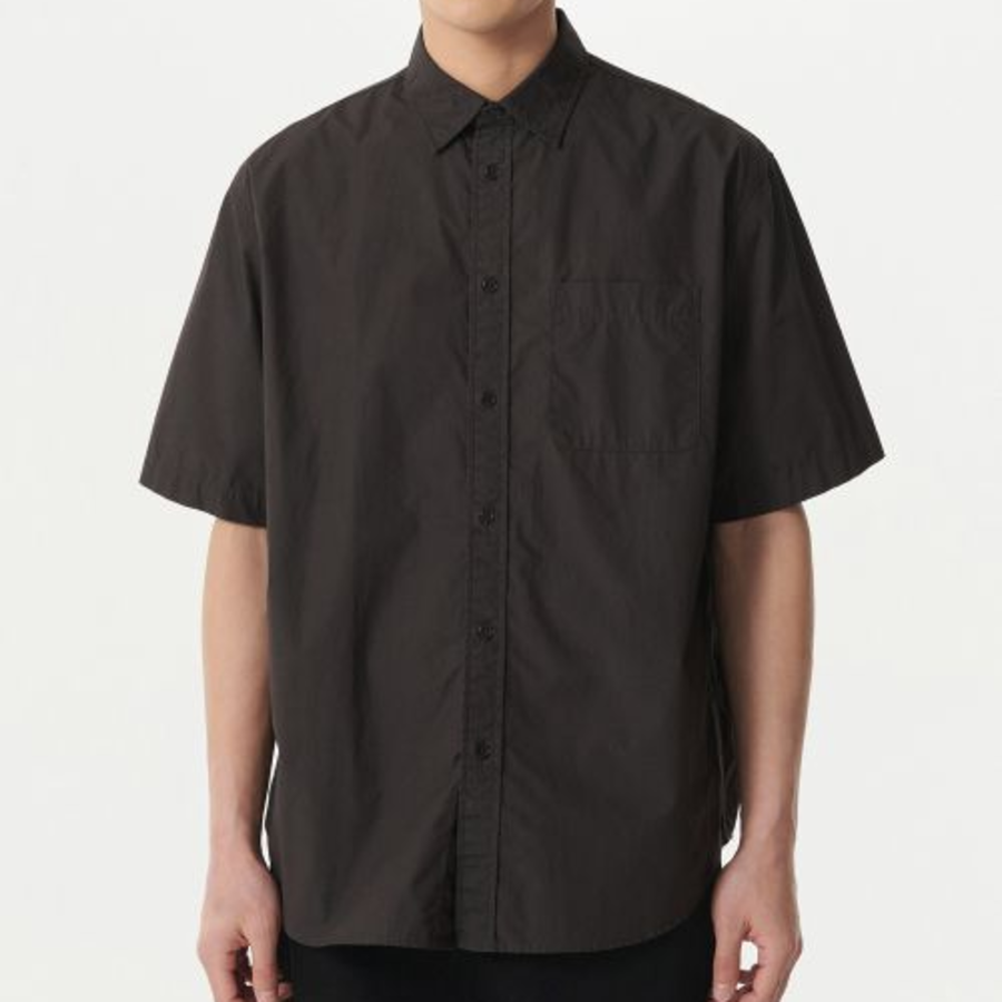 Musinsa Standard Relaxed Washed Poplin Short Sleeve Shirt – Gunmetal