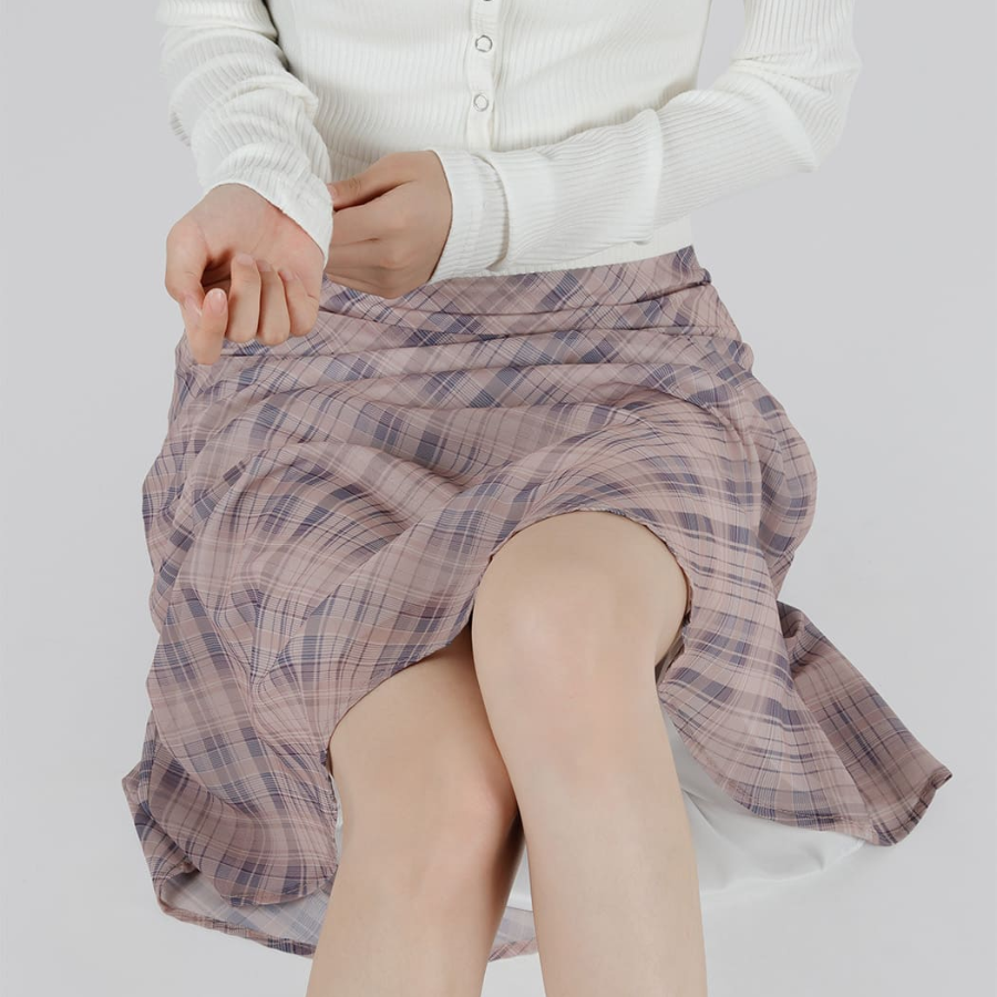 Лёгкая шифоновая юбка в клетку