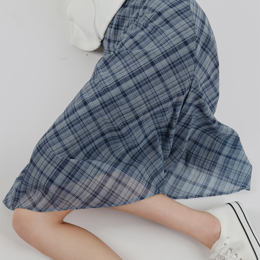 Лёгкая шифоновая юбка в клетку