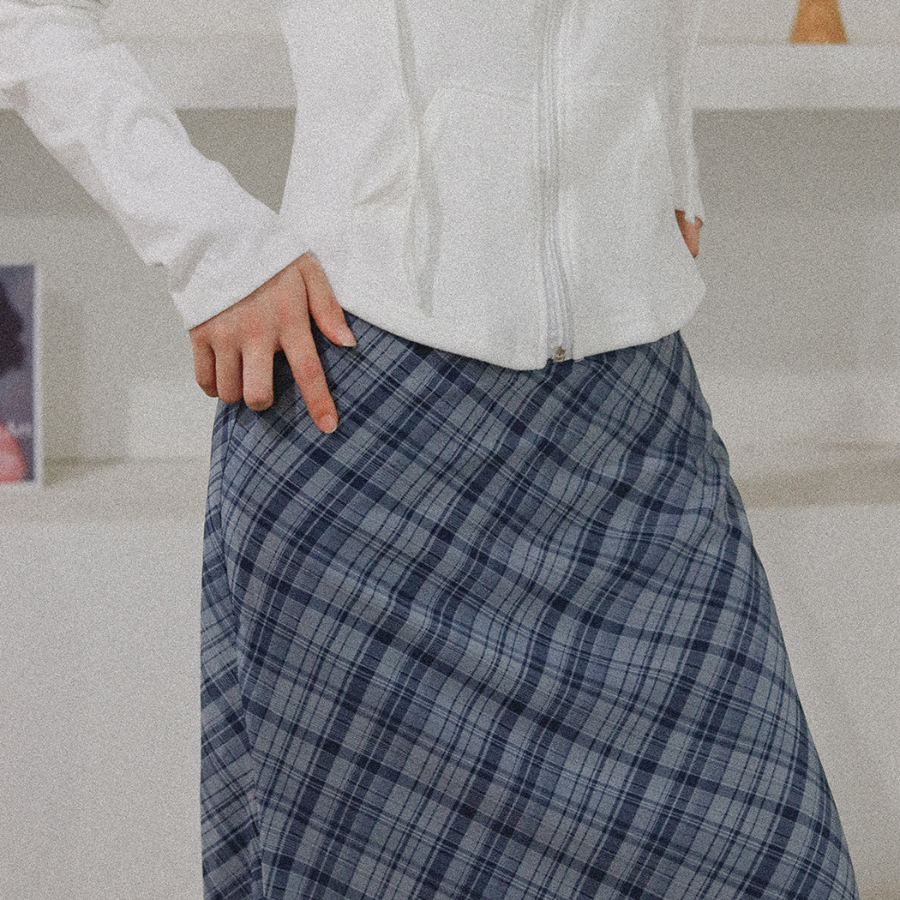 Лёгкая шифоновая юбка в клетку