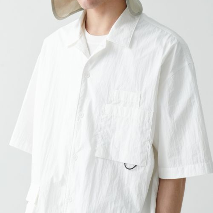 Musinsa Standard City Leisure CN Oversized Glasses Pocket Short Sleeve Shirt – White