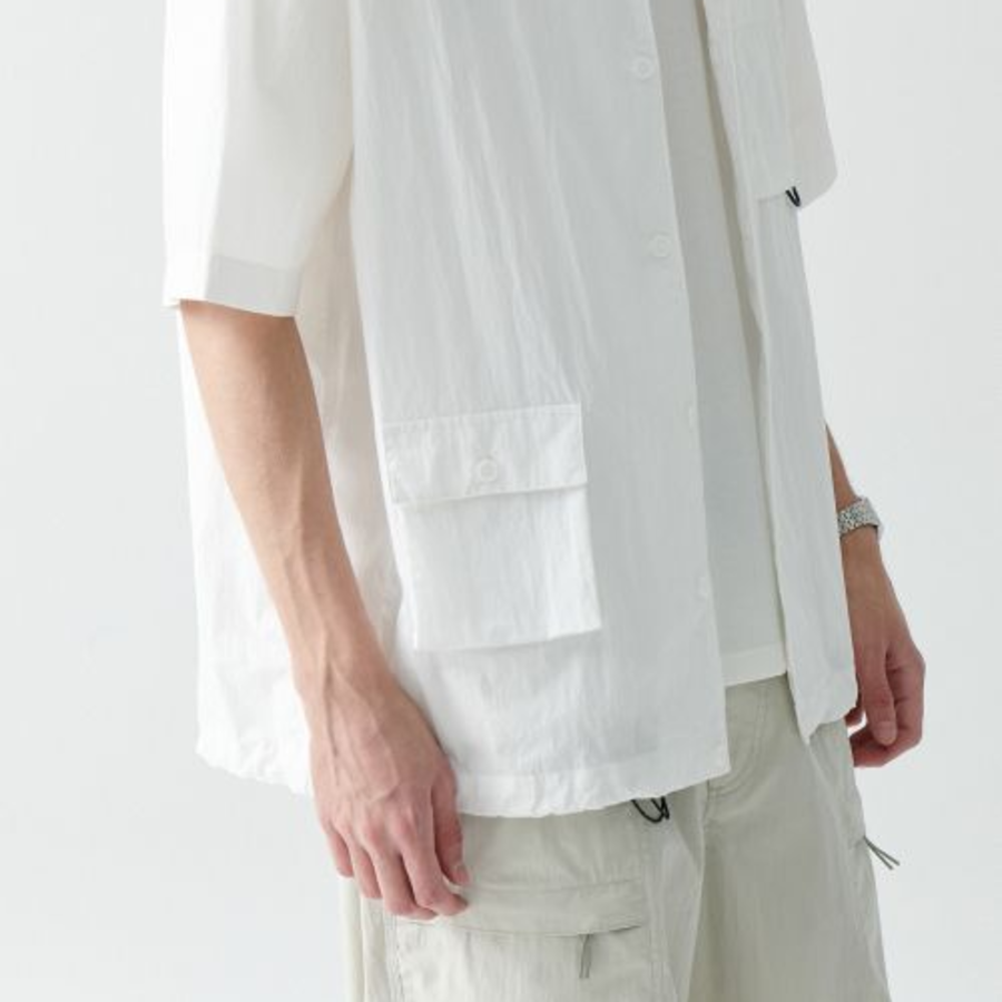 Musinsa Standard City Leisure CN Oversized Glasses Pocket Short Sleeve Shirt – White