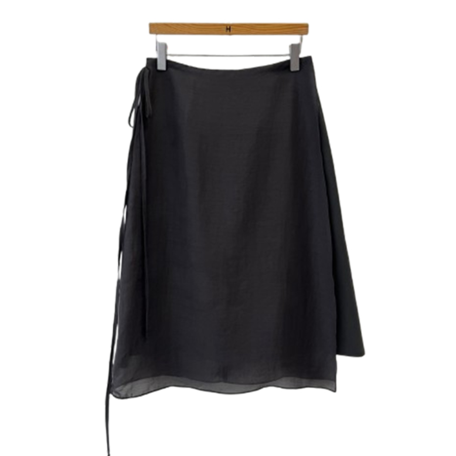 Шифоновая многослойная миди-юбка с запахом