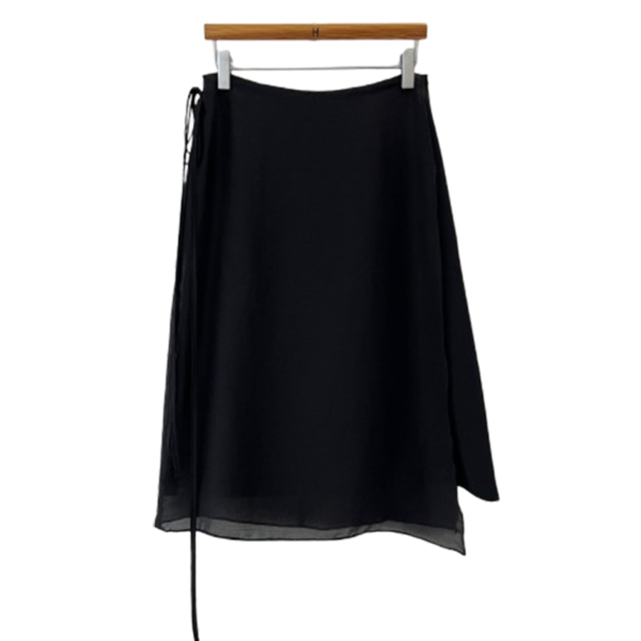 Шифоновая многослойная миди-юбка с запахом