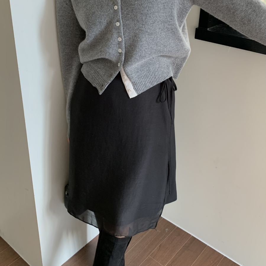 Шифоновая многослойная миди-юбка с запахом